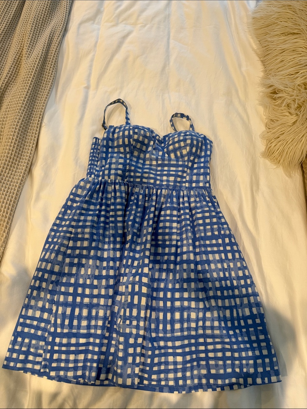 Lilly Pulitzer Blue and White Gingham Strap Sundress